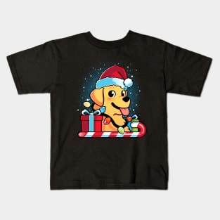 Yellow Labrador Dog Christmas Kids T-Shirt